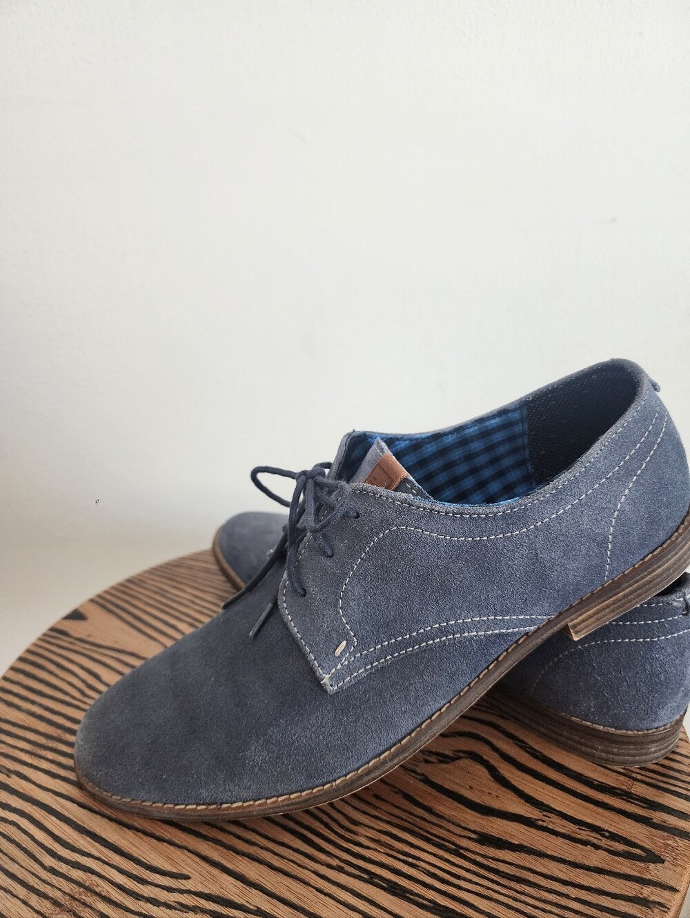 Navy Blue Suede Derby Oxfords Shoes Men’s 12 Preppy Business Casual Ben Sherman - Picture 4 of 12
